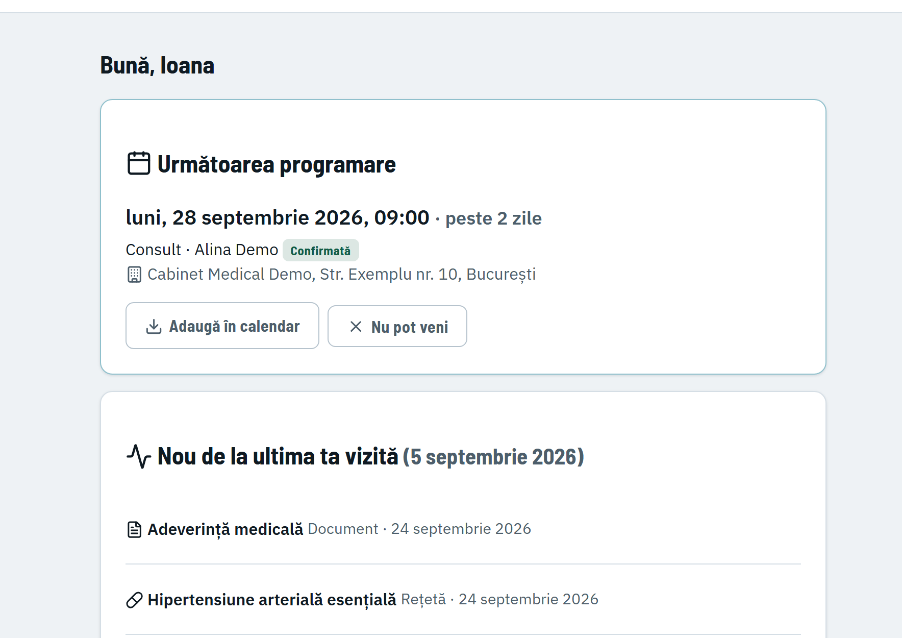 Portalul pacientului: programarea următoare și ce e nou de la ultima vizită